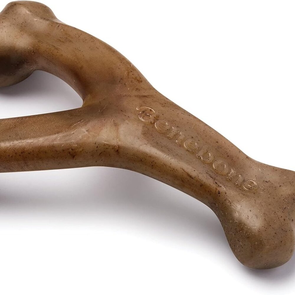 Benebone Wishbone Durable Dog Chew Toy for Aggressive Chewers, Real Bacon